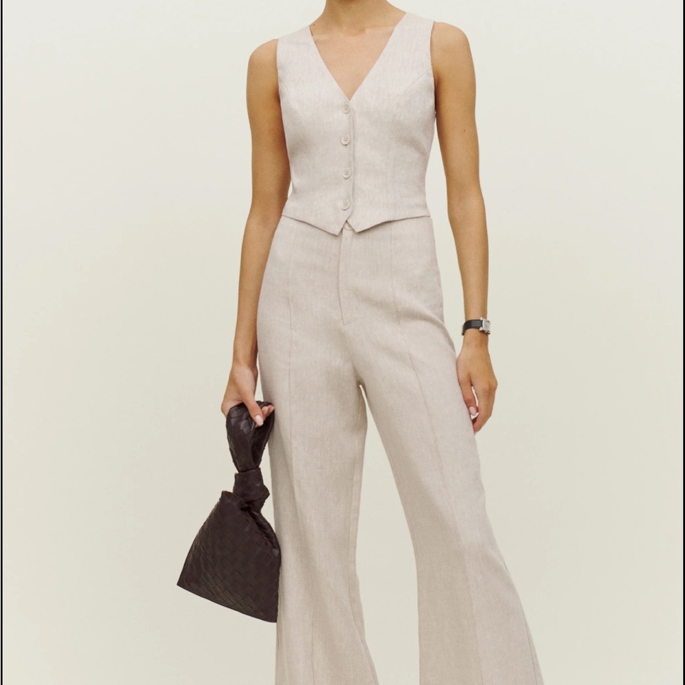Reformation Cream Flare Jumpsuit